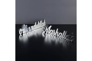 iwa concept Alhamdulillah-Mashallah Silver | Decoración del hogar o decoración islámica para mesa o estantes | Decoración del hogar para regalos de Ramadán | Decoraciones Eid | Regalo islámico de