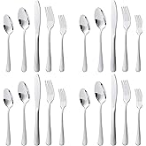 KitchenBoss Juego de Cubiertos 4 Personas: Cubiertos Acero Inoxidable, Cuberteria 20 Piezas con Tenedor, Cuchara, Cuchillo, A