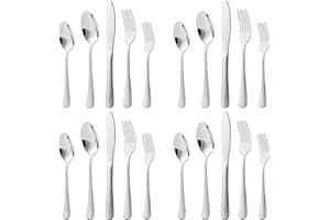 KitchenBoss Menagere Set Couverts de Table: Ensemble Vaisselle de Table 4 Personnes, Ménagères en Acier Inoxydable, 20 Pièces Argenté, Lavables au Lave-vaisselle, Couteau, Cuillère, Fourchette
