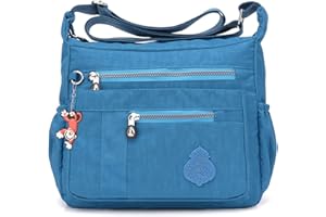 MeCooler Sac bandoulière Imperméable Sac Besace Loisir Sac Porté épaule Léger Femme Sacoche de Cours Sport Sac à Main pour École Voyage,Bleu 2,L