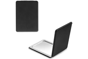 Dimeho 2 sztuki kieszonkowych lusterek skórzanych, kompaktowe, składane, mini lusterko do makijażu z powiększeniem, przenośne, dwustronne lusterko podróżne, do portfela, podróży, makijażu