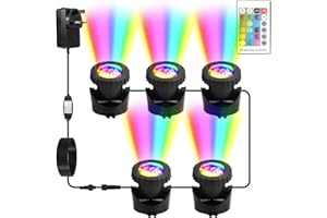 CORESLUX Pond Lights Mains Powered, 5-in-1 Underwater RGB Aquarium Lights with Remote Control, IP68 Multicoloured, Submersible, for Aquarium, Garden, Yard, Pool, Fountain.