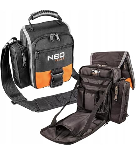Heavy Duty Small Tool Bag With Carabiner & Shoulder Strap – Tactical Pouch Organizer For EDC, Motorcycle, Camping, Electricians – 12" X 4.5" X 3.7" Black