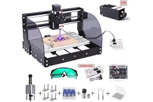 2 In 1 Aggiornato Macchina Per Incisione CNC 3018 Pro-M con Modulo 3 w, TwoWin Mini Kit CNC Fai Da Te A 3 Assi con Deflettori Di Protezione, Prolunga ER11, Controller Offline per Legno Nome Cane