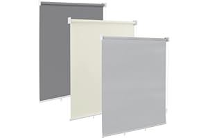 WOLTU Tenda avvolgibile verticale per esterni, tenda da Sole a Caduta, tenda a rullo per privacy e protezione dal sole, per balconi, terrazze, giardini e gazebo, 100x240 cm Grigio