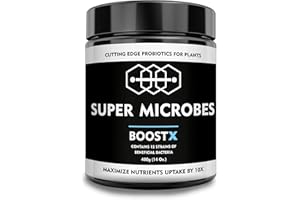 Super Microbes BoostX - Fertilizzante per piante verdi premium | Appositamente formulato per piante da fiore e in erba | Contiene 16 microbi benefici inclusi i batteri che fissano l'azoto 400g
