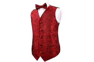 Alizeal Boys Classic Paisley Bow Tie and Suit Vest Set