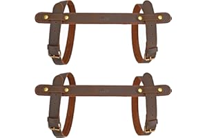 TOURBN TOURBON 2pcs Leather Picnic Blanket Carry Strap for Camping Festivals Motorcycle Bedroll Straps Brown