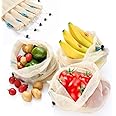 Best Reusable Produce Bags Cotton - Mesh Produce Bags with Drawstring – Organic Cotton Produce Bags - Vegetable Bags – Fruit Mesh Bags – Zero Waste Bags – Washable & Eco-friendly 6 Bags (2L, 2M, 2S)