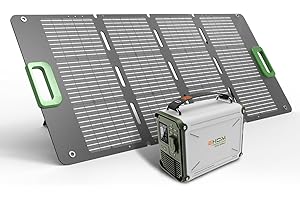EHOM Centrale elettrica portatile EP350 307Wh con pannello solare da 100W, con 350W (700W di picco) CA, design a 2 cinghie per una maggiore portabilità, per campeggio, viaggi, emergenze e in movimento
