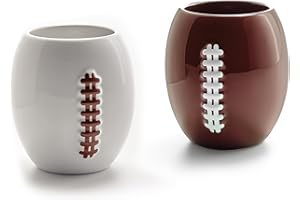 40YARDS American Football Tasse/Kaffeebecher (330 ml) im 2er Set aus Keramik mit erhabener Football Naht für Cappuccino, Flat White, Americano, Tee & mehr