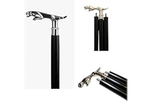 ASSORTED COLLECTIONS ACL Bastone da passeggio con manico Jaguar in legno – Accessori per tutte le età – Bastone classico elegante – Bastone da passeggio in stile vintage – Finitura in legno – Pieghevole – 37"