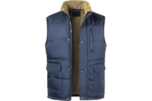 MeiLayM Chaleco de invierno Hombre sin manga chaqueta color sólido Chaleco otoño Invierno forro de felpa gruesa Cazadora Casual Moda abrigo cremallera caliente Top con múltiples bolsillos