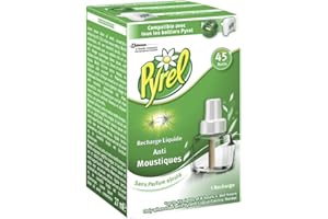 Pyrel Recharge pour Diffuseur Électrique Liquide, Anti-Moustiques, 45 Nuits, Insecticide - Lot de 4