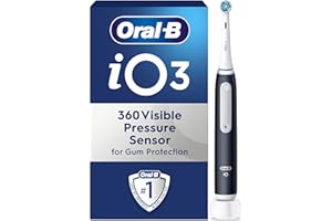 Oral-B iO3 Electric Toothbrushes Adults, Oral B Electric Toothbrush, Gifts for him or her, 1 Toothbrush Head, 3 Modes With Teeth Whitening, Electric Toothbrush, 2 Pin Plug, Black