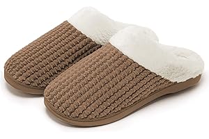 Kuako Maison Pantoufles Femme Hiver Chaude Confort Mémoire Peluche Chaussons Antidérapantes Chaussures D'Intérieur