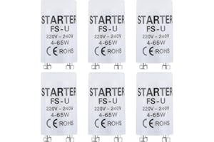 DEWFIGS ㅤ 6 Starter Leuchtstoffröhre, Universalstarter für Leuchtstoffröhren ST111, 4-65W, 220-240V, Langlebiger und zuverlässiger Starter für Leuchtstofflampen, Geeignet für Haushalt und Gewerbe (6 pcs)