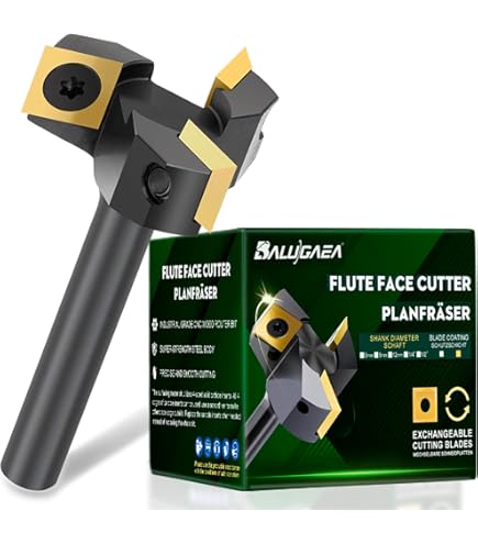 SpeTool Vlakfrees 12mm Schacht 60mm Diameter Vlakfrees voor Bovenfrees Wisselplaten Schaafmachinefrees Wisselplatenfrees 3 Fluiten CNC Frees voor Hout met ATS Coating Vlakfrezen