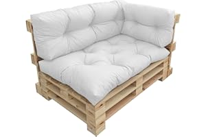 chilly pilley Coussin De Palette EU Imperméable Coussin De Jardin Imperméable Flocons De Mousse Plusieurs Tailles Et Couleurs (Set 3 ER. Blanc)