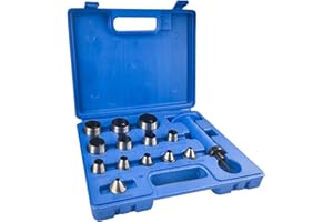 JCRWXP 14 Stücke Locheisen, 5-35 mm Locher Set, Lochstanzer Metall mit Griff und Aufbewahrungsbox, Lochstanzer Aus Legiertem Stahl, Leder Werkzeug, Geeignet für die Herstellung von Lederhandwerk