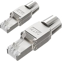 Set Da 50 Connettori RJ45 Cat 7 – Passanti, Schermati, Con Antistrappo Arancione, Per Cavi AWG23, Fino A 10 Gbps, Adatti Per Reti Professionali