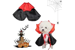 ONGNIUU Costume d'halloween pour Chien, Cape pour Petit Chiot, Chien, Chat, Chauve-Souris, Costume d'halloween Amusant Rouge et Noir avec Armure de Cou, Sangle réglable, idée pour fête Vampire