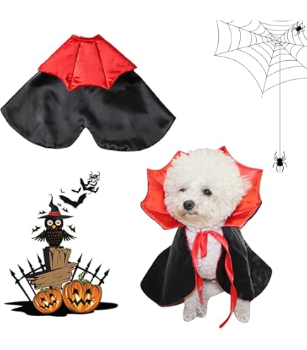 ADOGGYGO Costume D'Halloween Pour Chien – Costume De Vampire Et Diable Pour Chien, Cape D'Halloween Rouge Et Noire – Costumes D'Halloween Pour Chiens De Petite, Moyenne Et Grande Taille (noir Et