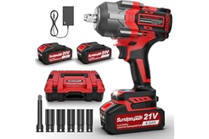 SundpeyPRO Cordless Impact Wrench 1000Nm - 1/2 Inch Brushless Impact Gun with 2 × 4.0Ah Battery - 750Ft-lbs 3000RPM Electric Power Impact Wrench with 5 Sockets & Charger & Carry Case for Car Truck