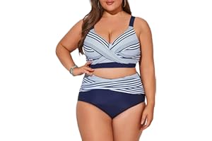 Hanna Nikole Women Push Up Bikini Plus Size Tummy Control Swimsuit High Waist Ruched Swimwear Two Piece