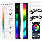 HOUHUI Barra Luminosa Ritmica, Attivazione Vocale RGB, Controllo app 32 bit Luci LED,USB e Luce D'atmosfera Vocale Alimentata