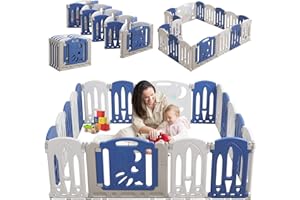 Kidsgigglz Box pieghevole per bambini, Recinto Bambini Box per Bambini pieghevole, Recinto per Bambini Forma Regolabile Box neonato con Pannello di Gioco Centro Attività Indoor per Bambini,16 Pannelli
