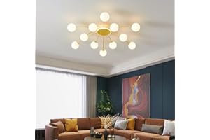 zhxinashu Lampara Techo Industrial Dorado,Lampara Techo Salon 12 Luces Sputnik Araña, Siglo Medio G9 Lamparas Techo Vintage para Dormitorio Restaurante Hotel(Estilo A)