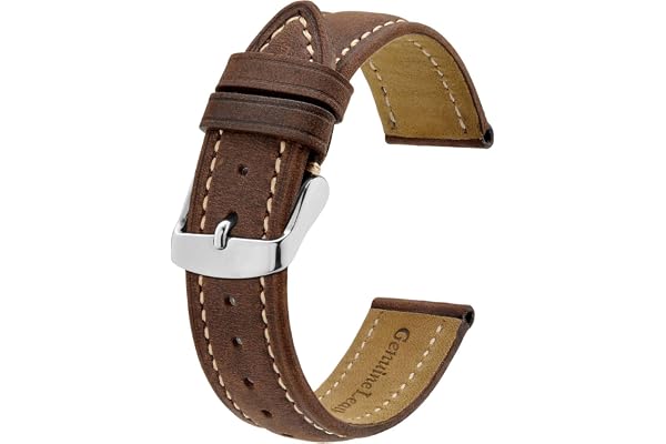 BISONSTRAP Bracelet de Montre, Bracelet de Remplacement en Cuir, Largeur de Bande-14mm 15mm 16mm 17mm 18mm 19mm 20mm 21mm 22mm 23mm 24mm
