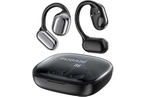 BUGANI Offene Bluetooth Kopfhörer Sport, Kopfhörer Kabellos mit Bügel BT5.4, 30 Stunden Akkulaufzeit, mit großem 16,2 mm Treiber, Ohrhörer Bluetooth mit Ohrhaken für iOS/Android Schwarz
