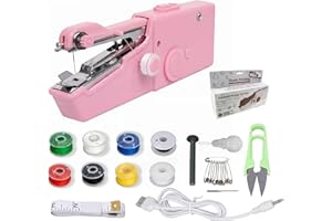 JINGXINXIN Mini machine à coudre électrique portable pour adultes débutants avec accessoires, pour vêtements, rideaux, tissus faciles à coudre, coutures rapides, essentiels de voyage (rose)