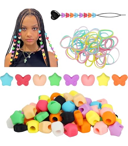 Perles De Cheveux Multicolores Auroriel - 50 Perles Acryliques Avec Outil D'enfilage - Pour Tresses, Dreadlocks, Bijoux DIY