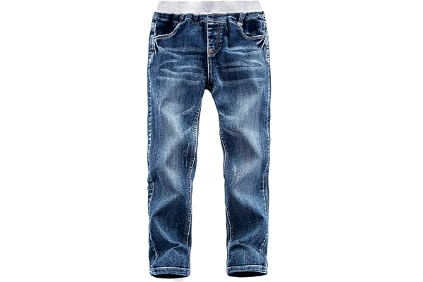 WIYOSHY Jeans för pojkar, ribbad resår i midjan Bomullsbyxor