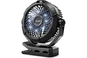 Gaiatop Tragbarer Campingventilator mit LED-Laterne, 4000 mAh persönlicher wiederaufladbarer USB-Ventilator, 360° drehbar, leiser kleiner Ventilator mit LED-Digitalanzeige & Aufhängehaken,