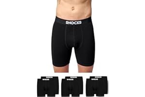 Snocks Lange Boxershorts Herren aus Bio-Baumwolle (6er Pack) - Atmungsaktiv und Ideal für Sport und Alltag - Kein juckendes Etikett und komfortabler Bund - Unterhosen Herren Gr. S-3XL