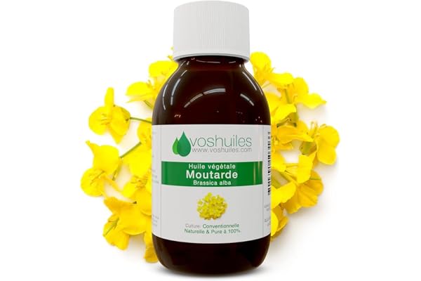 VOSHUILES - Huile Végétale de Moutarde 100ml - Riche en Oméga 3 et 9 - 100% Pure et Naturelle - Pression à Froid - Idéal pour Cheveux et Corps
