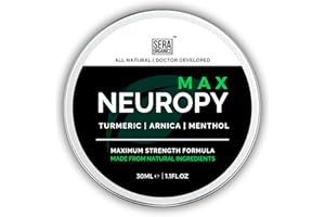 Neuropy Neuropathy Cream Max Strength Balm with Turmeric, Menthol & Arnica, Doctor - Relief for Feet, Hands, Legs, Toes by Sera Organics (30g)
