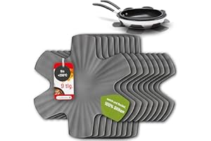 Coolinato - Pfannenschoner aus Silikon 9er Set 35 cm Grau - Universeller Topfuntersetzer, Pfannenschutz & Stapelschutz - Untersetzer und Hitzeschutz für Pfannen und Töpfe spülmaschinenfest & BPA-frei