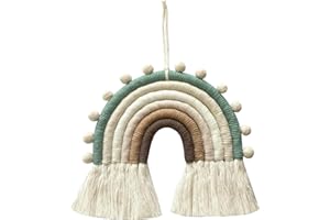 AIYONG Arazzo da parete in tessuto arcobaleno per dormitorio per bambini, decorazione per feste, decorare il ciondolo arcobaleno intrecciato a mano in stile nordico, decorazione da parete in macramè