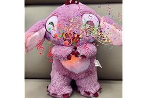 MEITIANFSE Breathing Stitch,Anxiety Relief for Adults,Blue Alien with Rhythmic Breathing,Otters Sleep Buddy For Adults Sleeping,2024 New Breathing Cartoon Stuffed Animal,Breathing Teddy Bear for Anxiety (Pink)