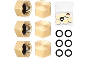 ZHENGYYUU 6 STK Blindstopfen 3/8 Zoll, Messing Kappe, Verschlusskappe 3/8 Zoll, Endkappe Rohrkappe G3/8"(Ø15mm), Sechskant Schlauchkappen Innengewinde Messingkappe für Garten Wasserleitung Stopfen