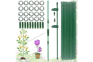 FENGJIAHUI (90PCS) Pflanzstäbe Set, Rankhilfe, 20 Stück Pflanzenhalter, mit 20 Karabinern Ausgestattet, mit 40 Schutzkappen, Pflanzenstütze, Pflanzenstützen, Ranghilfe, Rankstäbe für Pflanzen,Tomaten,Orchideen