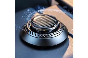 Ceeniu Auto Lufterfrischer, F21 DIY Solar Rotierender Lufterfrischer, UFO Voll-Aluminiumlegierung Design, Leise, Natürlicher Französischer Duft, Luxus-Accessoires, 2 Ätherische Öle Inklusive