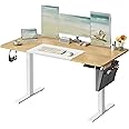 VASAGLE Electric Standing Desk, Height Adjustable Desk, 60 x 140 x (72-120) cm, 4 Memory Heights, Storage Pocket, for Home Office, Study, Natural Oak and Matte White LSD016N11V1