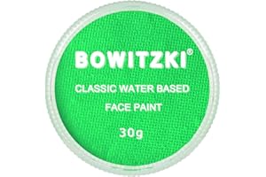 Bowitzki 30g Professional Face Paint Body Paint Water Based Face painting Makeup Safe for Kids and Adults Split Cake Single Color Halloween Christmas (Light Green)