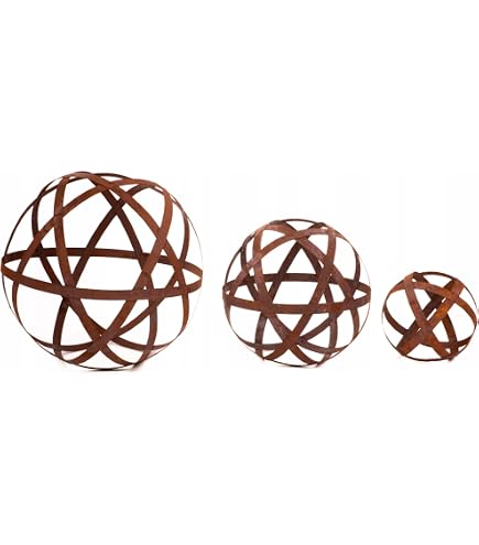 Boule Décorative En Métal Rouillé Pour Jardin - Diamètre 30 Cm - Style Industriel Et Vintage - 4